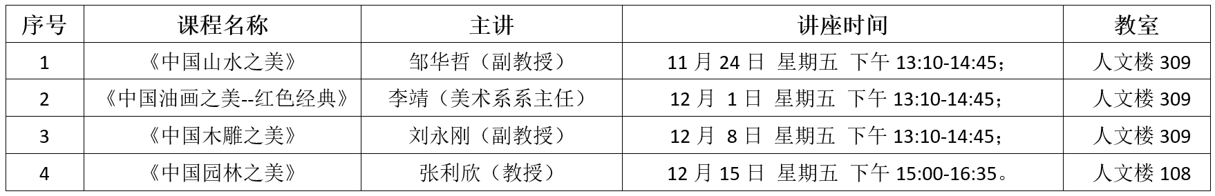 通知:“中国传统美学”系里讲座开始了